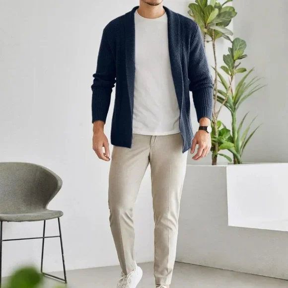 Blue Mens Cardigan - Picture 3 of 4